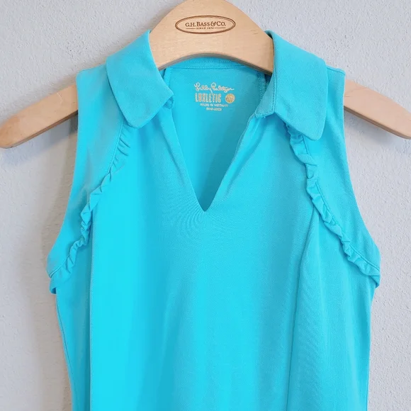 Lilly Pulitzer Luxletic Martina Polo Celestial Blue Top Sz XS. Like NEW!! - Picture 3 of 8
